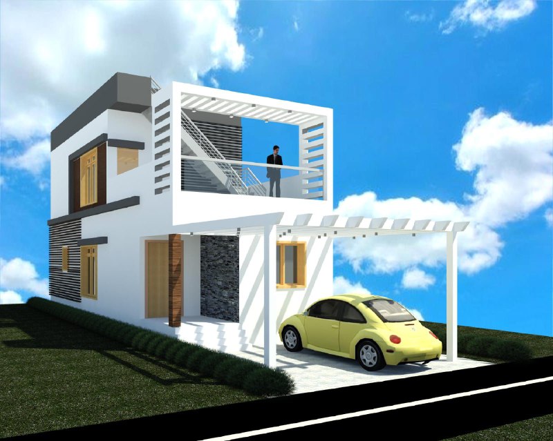 3 BHK Villa - Contemporary White Architecture